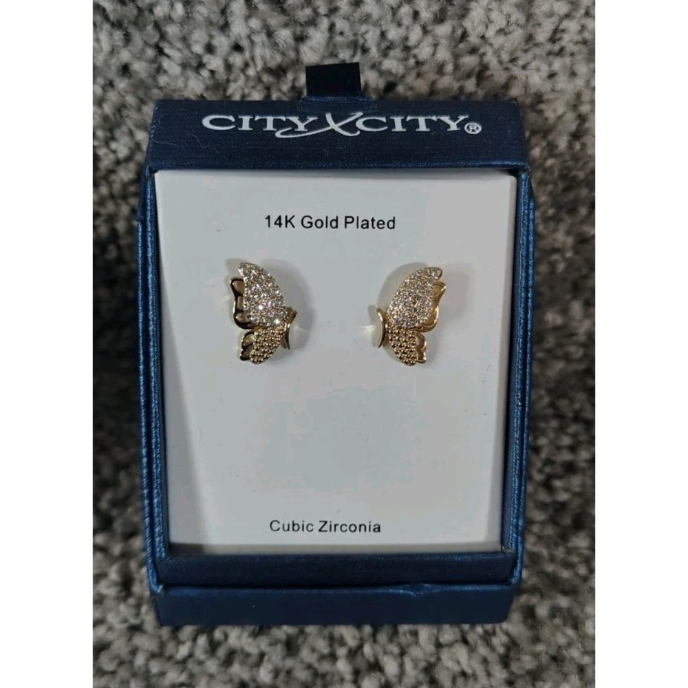 City X City Butterfly 14k Gold Plated Earrings